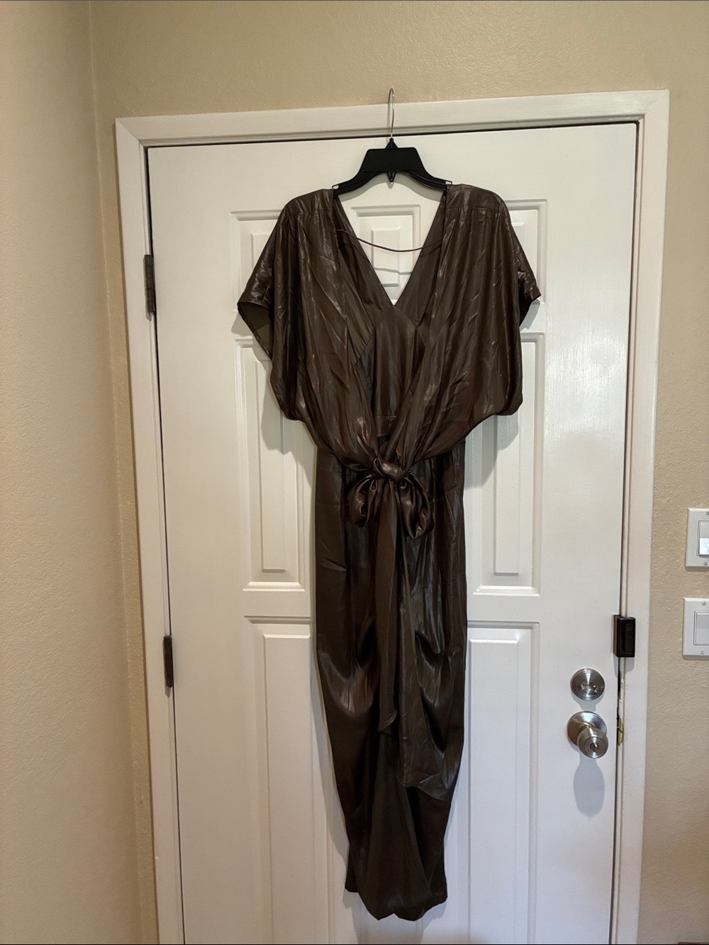 Current Air brown/olive color vneck low back wide leg jumpsuit